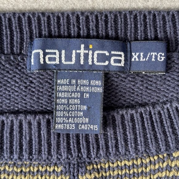 Vintage 90s Nautica Scotland Cup Sailboats Knit Pattern Sweater Men's XL Blue - Picture 8 of 15